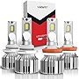 LASFIT 9005/HB3 H11/H8/H9 LED Bulbs Combo 2022, Plug-and-Play Replacement Bulbs 6000K Cool White, Super Bright with Fan , Pack of 4