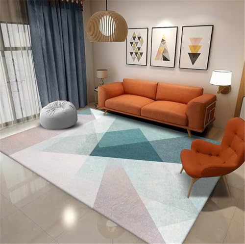 Tapis géométriques bleus et verts 160x210 cm design pour salon moderne