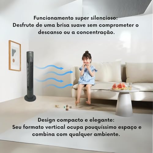 Ventilador Coluna Torre Silencioso Circulador De Ar 3 Velocidades Para Casa Escritório Comercio (110