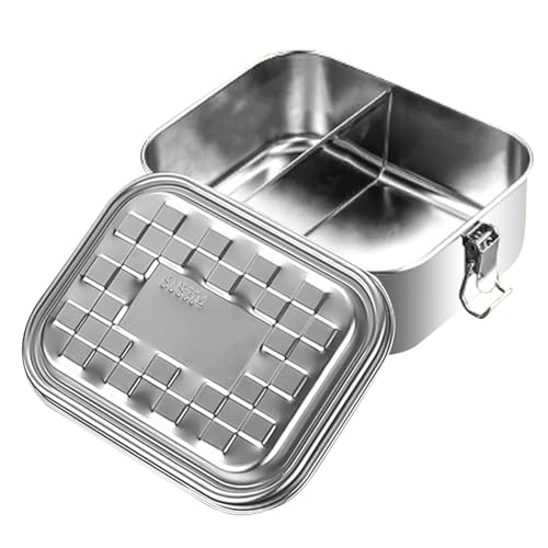 de acero inoxidable – Recipiente de metal para aperitivos a prueba de fugas, recipiente de comida con tapa para niños y adultos