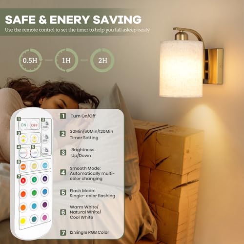 CANEOE Akku Wandleuchte Kabellose 2er Set, Batterie Wandleuchten Innen mit Stoffschirm,Wiederaufladbarem Wandleuchte mit 5000mAh Abnehmbare Aufladbare Glühbirne(Gold)