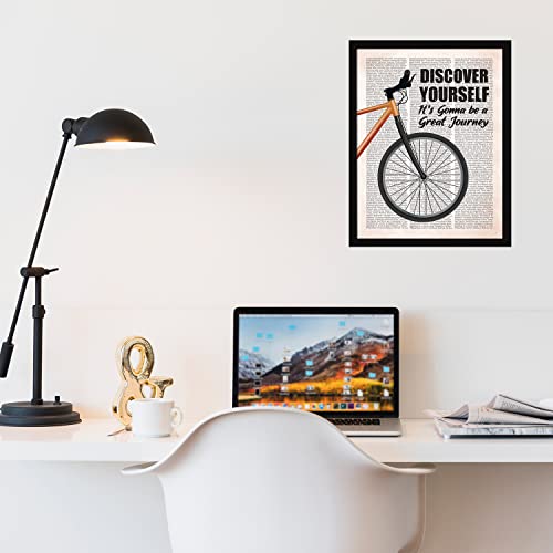 Image of Chaka Chaundh - Motivational Quotes frames - Framed posters - Quotes frames for OFFICE, STUDENT, ENTREPRENEUR - Quotes wall frames - Cycle Posters with frame (Discover Yourself - Vintage Newspaper)
