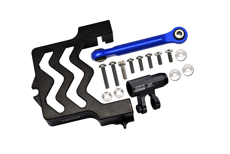 GPM Upgrades Aluminum 6061-T6 Servo Mount + Tie Rod + 25T Servo Horn Set for 1/6 4WD XRT 8S?78086-4?/1/5 XMaxx 6S Monster Truck?77076-4? 1/5 XMaxx 8S Monster Truck?77086-4? RC Car (Black)