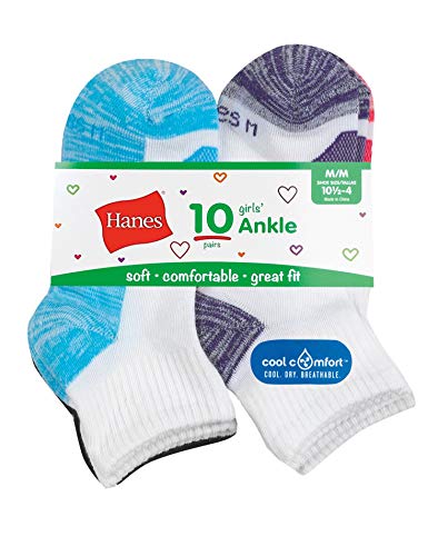 Hanes Girls' Cool Comfort Ankle Socks (10 Pack)2