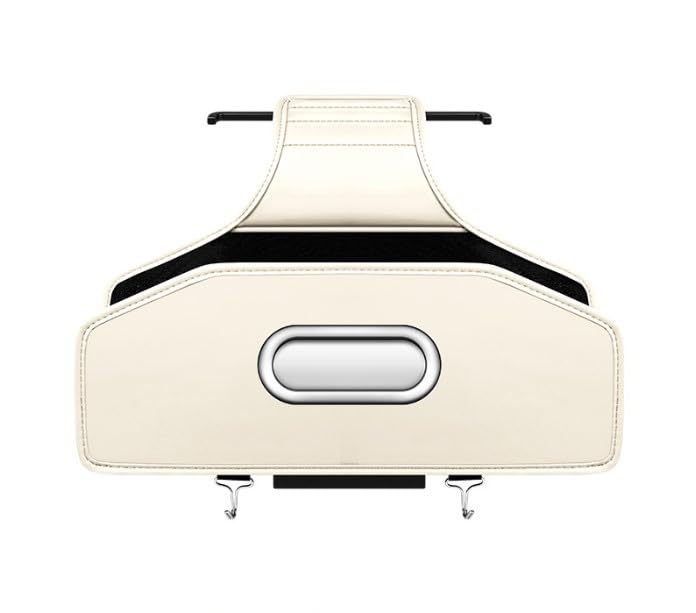 Organizzatore Sedile Auto per Renault Symbioz E Tech Full Hybrid 2024-2025, Tasca Portaoggetti Schienale Porta Fazzoletti Portabicchieri Ganci Pelle PU,White