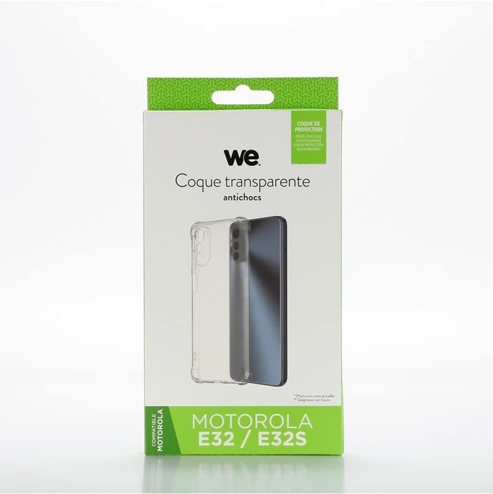 WE Custodia protettiva in TPU per Motorola E32, trasparente, antiurto, ultra resistente, semirigida, aspetto del telefono conservato