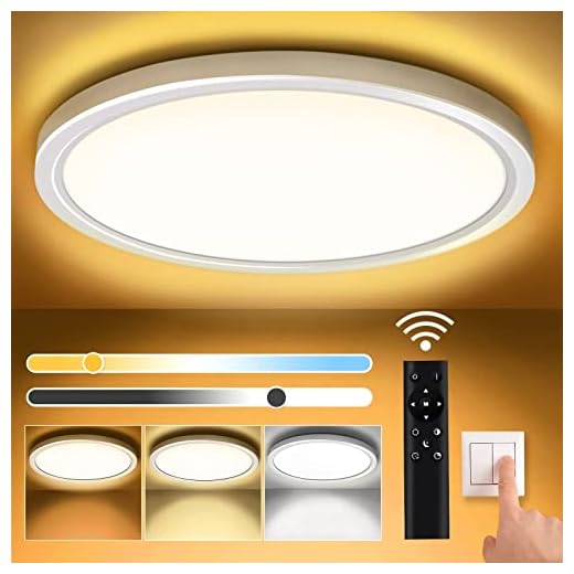 Led taklampa dimbar med fjärrkontroll, rund platt taklampa sovrum 18 W 1600 LM IP44 2,4 cm ultratunn LED-panel taklampa för vardagsrum kök barnrum badrum balkong, 30 cm