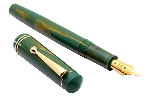 Image of Ledos Click Aristocrat Marble Fountain Pen With 3in1 Ink Filling Mechanism & Golden Trims (Green Marble)