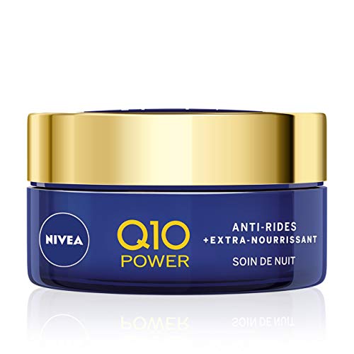 Q10 Power Anti-Wrinkle Extra-Nourishing Night Care (1 x 50 ml),富含有机摩洛哥坚果油和天然 Q10 的面部护理,适用于干性至极干性皮肤的晚霜