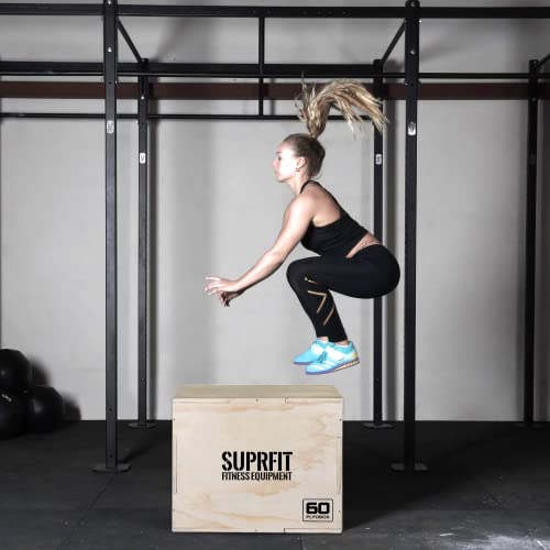 SUPRFIT Baltrun Plyo Box Holz – stabile Sprungbox für plyometrisches Training & Sprungkrafttraining - Jump Box mit 3 Sprunghöhen 50 x 60 x 75cm, vormontiert – (Braun)
