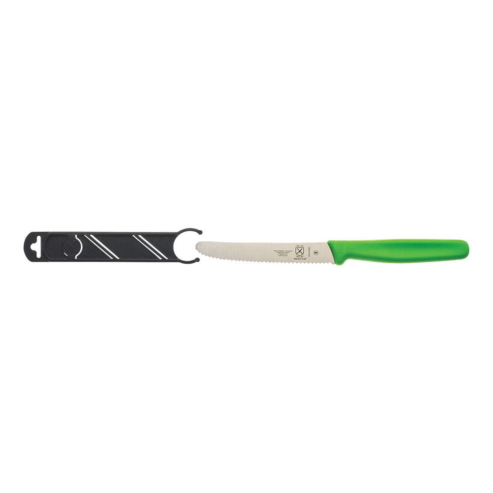 Mercer Culinary Rounded Tip Wavy Serrated Bar Knife, Green, 4.3"