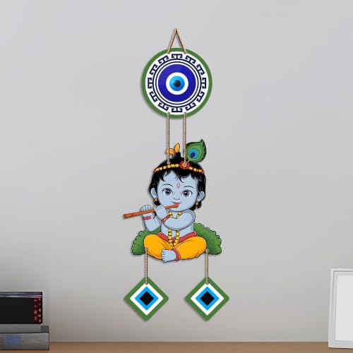 Image of Artvibes Baby Krishna Evil Eye Wall Hanging for Home Entrance Door Decor | Nazar Battu Protection Hanging for Living Room Bedroom Temple | Vastu Positive Energy Decorative Gift (WH 8571N)