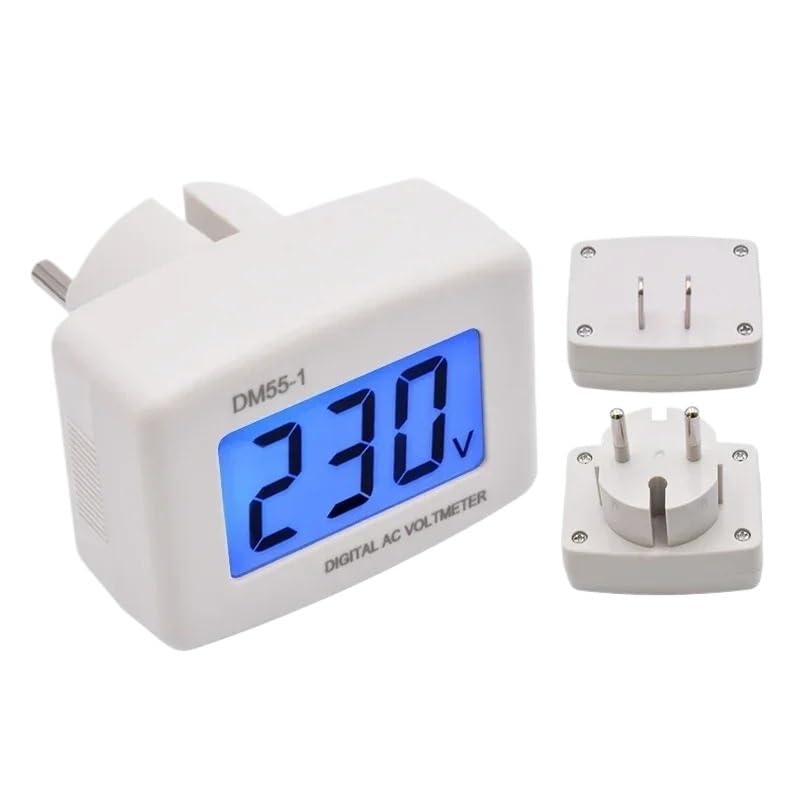 AC 110V 220V LCD Digital Voltmeter, DM55-1 Voltage Tester Detector Meter EU/US Plug Volt Power Monitor with Blacklight Panel(US Plug)