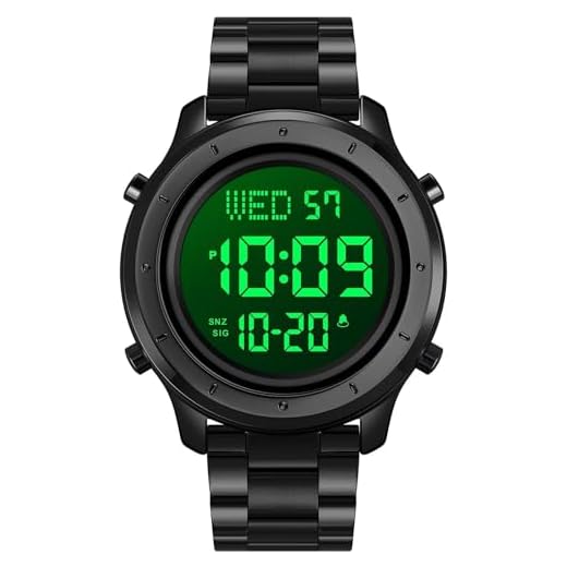 PASOY Mens Big Dial Digital Leather Watch Simple Large Display Countdown Alarm Stopwatch LED Backlight Business Multifunction Watches (Black)