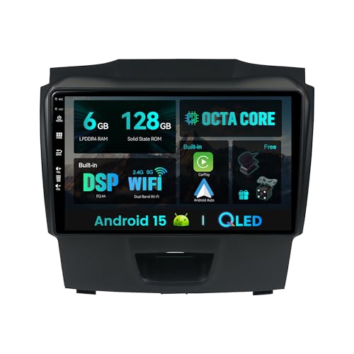SXAUTO Android 15 - [6G+128G] - IPS Autoradio pour Isuzu D-Max DMAX (2016-2017) - sans Fil Carplay/Android Auto/DSP - LED Caméra + MIC - 9 Pouce 2 Din - Dab...
