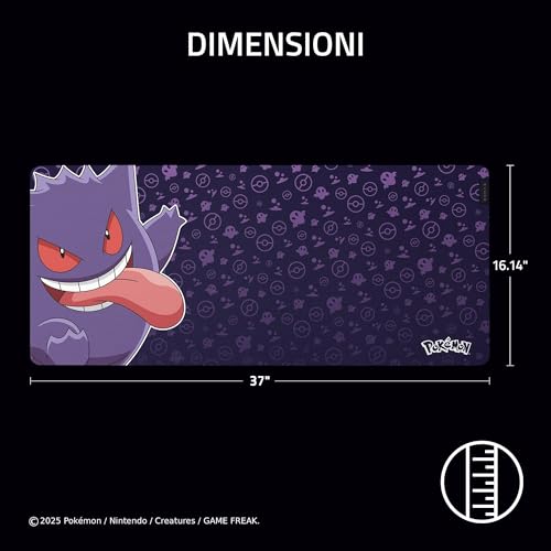 Gigantus V2 XXL Pokémon Gengar - Tappetino morbido per mouse da gioco per velocità e controllo - Superficie micro-tessuta testurizzata - Schiuma di gomma spessa - 940 x 410 x 3 mm | Gengar - Mousepad - Immagine 4