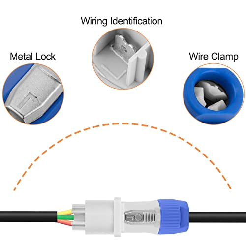 Conector Powercon 3 Pin Macho Panel Montaje 8 Pcs miniatura 5