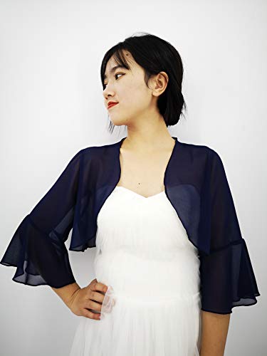 Jaqueta YuRongsxt, xale, chiffon, bolero, manga de sino, bolero, encolhimento, vestido de noiva, tra