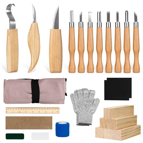 ZUSUZU Schnitzwerkzeug Set,25PCS Holz Schnitzmesser mit...