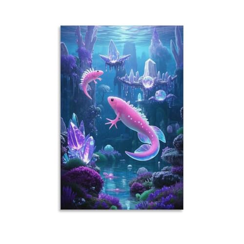 Cuadros decorativos de axolote pintura poster impresiones lienzo para salon 50x75cm