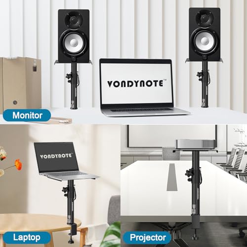 Image of Vondynote Set of 2 Studio Monitor Stands Desktop Speaker Stands Height Adjustable 12 inch to 18 inch Speaker Stands with Desk Clamp