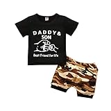 Toddler Baby Boy Summer Clothes Daddy Son Letters T-Shirts Tees Tops+Camouflage Shorts Pants Outfits
