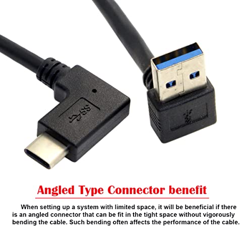 chenyang CY Reversible USB 3.1 Type C USB-C Angled to Up Angled 90 Degree A Male Data Cable for Tablet Mobile Phone 30cm - Image 2