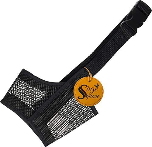 Sage Square Buckle Strap Strap Net Wire Muzzle Cum Mouth Cover Cum Basket Cage Cum Pet Safety Collar for Anti Biting Dog. (Black) (Extra Large)
