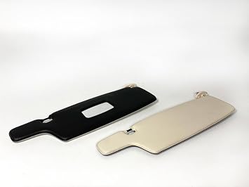 Sun Visor Set with Mirror Compatible with BMW E30 19821991, E21 19751983, E10 2002 Series 19701976 Sedan & Coupe Unperforated Leather LHD L&R Pair for Restoration E-21 Black and Beige