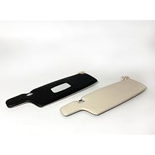 Sun Visor Set with Mirror Compatible with BMW E30 19821991, E21 19751983, E10 2002 Series 19701976 Sedan & Coupe Unperforated Leather LHD L&R Pair for Restoration E-21 Black and Beige