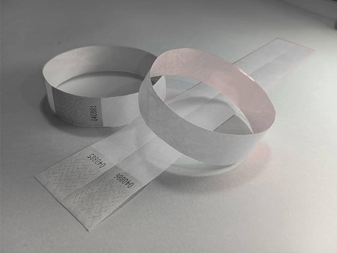 100 White Tyvek Wristbands 19mm x 10inch – Waterproof, Tear-Resistant Event Bands for Safe & Easy Entry at Parties, Concerts, Festivals, Clubs, Hospitals & Schools 1
