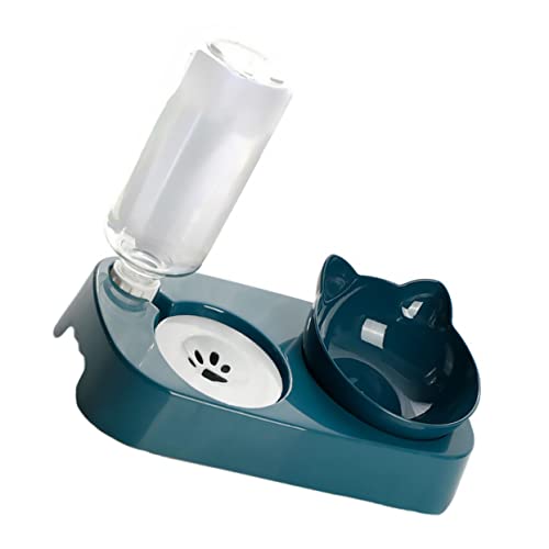 BCOATH ペット用自動給水器 猫用給水器 大容量 プラスチック製 傾斜式フードホルダー 水タンク仕切り付き 長使用可能 クリエイティブデザイン