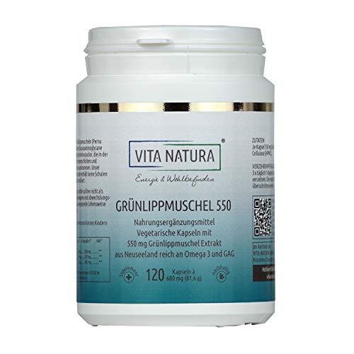 Vita natural, Grunlippmuschel Vegikapseln 550 mg nova Zelândia, pacote de 1 (1 x 120 stk.)