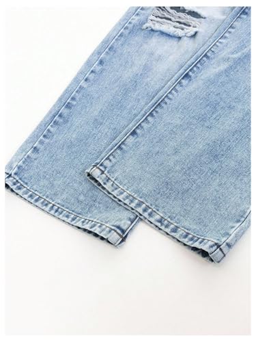 Verdusa Girl's Y2K Ripped Distressed Baggy Jeans Wide Leg Elastic Waist Loose Denim Pants4