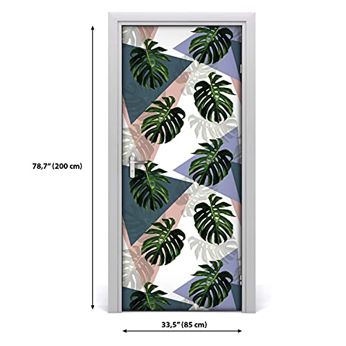 Papier peint sur la porte mural Monstera sticker auto-adhésif