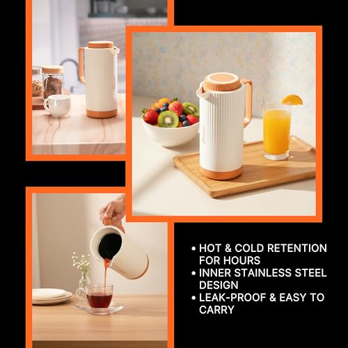 Image of Trueware Amaze ISI Certified Inner Steel Thermoware 1200 ML Hot & Cold Flask Jug, BPA Free, Leak Proof, Ideal for Tea, Coffee, Water, Hot and Cold Beverages