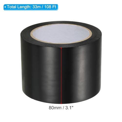 Image of PATIKIL Corrosion Protection Pipe Tape, 108 Ft x 3.1 Inch PVC Insulation Wrap Duct Tape Self Adhesive for Metal Electrical Piping Drain Pipe Electrical Wires HVAC Duct, Black
