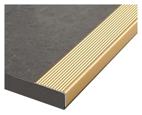 アンチノンスリップ階段ノージング、 階段の段鼻エッジトリムは、多色と複数のサイズでご利用いただけます。(Gold,W7 x H3cm)