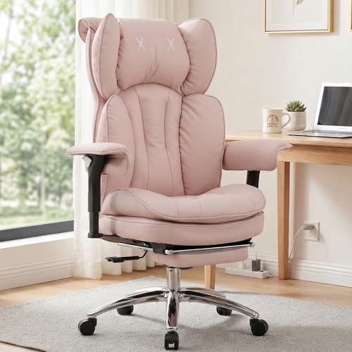 Image of Efomao Big & Tall Desk Chair, Wide Executive Office Chair with Footrest Blue