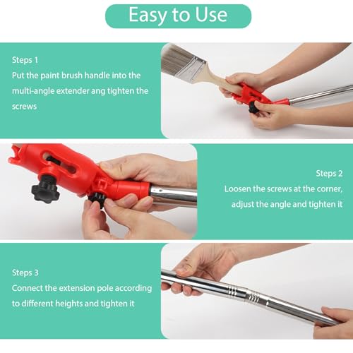 Mehrwinkel Pinsel Verlängerung Farbpinsel Verlängerung,Teleskopstange Malerrolle Satz Lieferung mit Walzenbürste, Pinsel, Rührstab,Farbrührstab, geeignet für die meisten Rollerpinsel