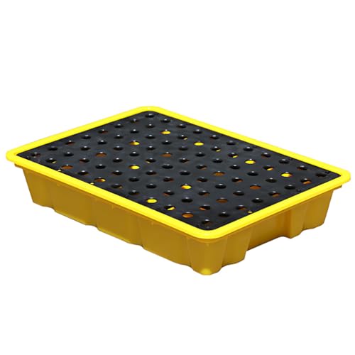 Bac de rétention résistant aux produits chimiques 33 x 33 x 5,8 cm - Bac de rétention empilable et durable avec grille amovible pour fûts d'huile et utilisation en laboratoire, idéal pour la