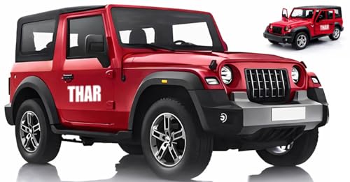 Image of Die Cast Metal Toy Car 1:39 Scale, 4x4 Thar Jeep Car Toy for Kids with Pull Back Action, Openable Doors, Toy Cars for Kids 2+ Years Boys Girls, Miniature Model Car Gift, Random Colors