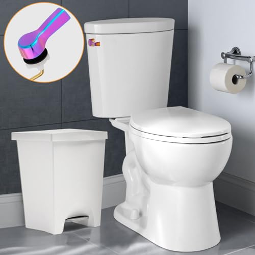 Image of Hibbent Universal Metal Side Mount Toilet Handle Replacement Kit, Rainbow | Solid Brass Toilet Flush Tank Lever with Stainless Steel Adjustable Flapper Chains, Side Tank Toilet Handle for Most Toilets