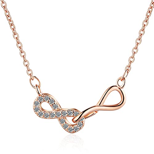 Collier clavicule pour femmes avec pendentif double numéro 8 interlock