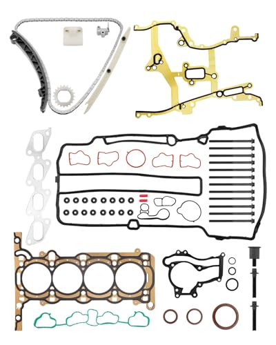 Timing Chain Kit & Head Gasket Set, Compatible with 2011-2016 Chevy Trax Sonic Cruze Limited, Buick Encore 1.4 L Engine, w/Cylinder Head Bolts, Replace#HS26540PT-1, HSCV001, HS54898, HS31411, 22HP47N