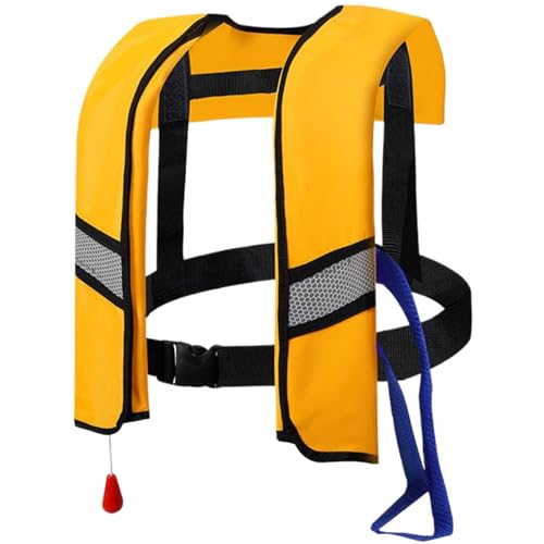 Lamppdcor Automatische, 150n Nylonschwimmweste, Schwimmjacke für Wassersport, gelbe Lebensweste für Erwachsene, Keine Gaszylinder