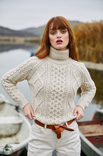 Image of SAOL Women's Wool Sweater Irish Cable Knit Jumper Made in Ireland