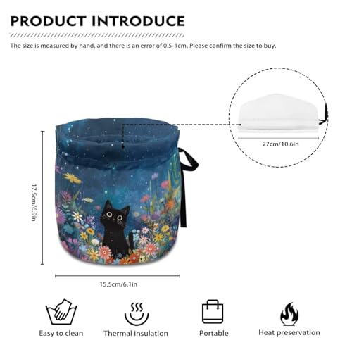 Image of Xoenoiee Black Cat Groovy Daisy Tea Cozy Tea Cosy for Teapots Keep Warm Teapot Cover Insulated Kettle Cover for Home Kitchen Table Decor