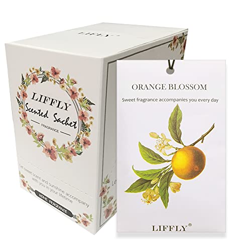 LIFFLY 14 Packs Orange Blossom Sachets fit Drawer and Closet Long Lasting Gift