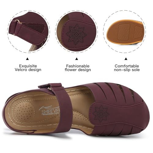 Image of SHIBEVER Women Comfortable Flat Sandals: Closed Toe Dressy Summer Sandal | Fisherman Comfortable for 8+ Hours Walking - No Ankle Rubs for All-day Commutes Lightweight Casual Outdoor Shoes